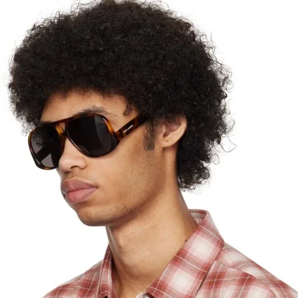 Saint Laurent Men Sunglasses Havana Black Square SL652/F SOLACE 002 BRAND NEW - Picture 13 of 13